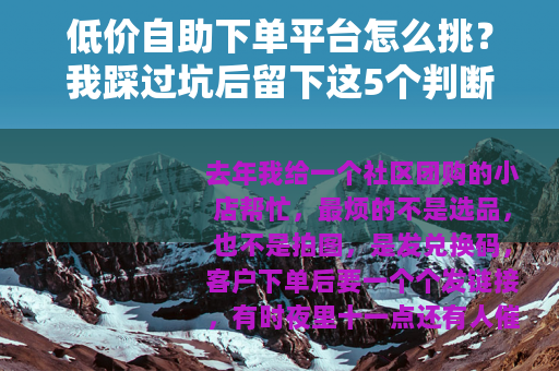 低价自助下单平台怎么挑？我踩过坑后留下这5个判断法