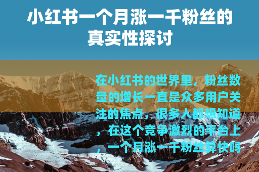 小红书一个月涨一千粉丝的真实性探讨