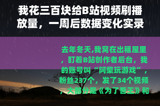 我花三百块给B站视频刷播放量，一周后数据变化实录