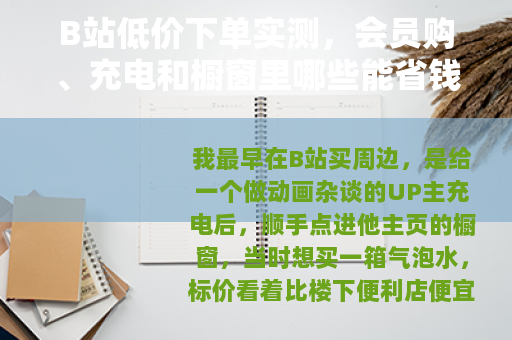 B站低价下单实测，会员购、充电和橱窗里哪些能省钱？