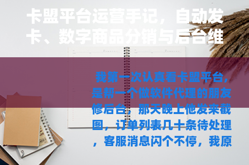 卡盟平台运营手记，自动发卡、数字商品分销与后台维护细节