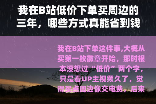 我在B站低价下单买周边的三年，哪些方式真能省到钱