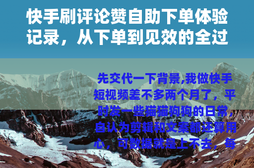 快手刷评论赞自助下单体验记录，从下单到见效的全过程