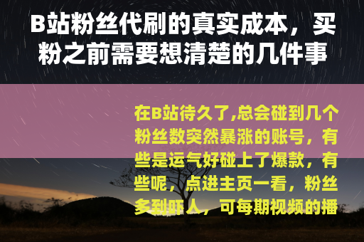 B站粉丝代刷的真实成本，买粉之前需要想清楚的几件事
