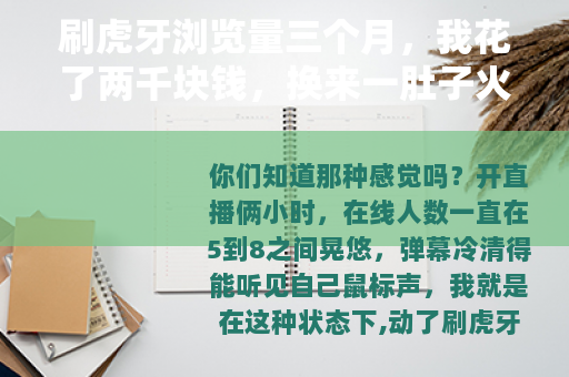 刷虎牙浏览量三个月，我花了两千块钱，换来一肚子火