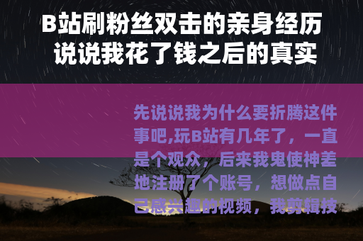 B站刷粉丝双击的亲身经历 说说我花了钱之后的真实感受