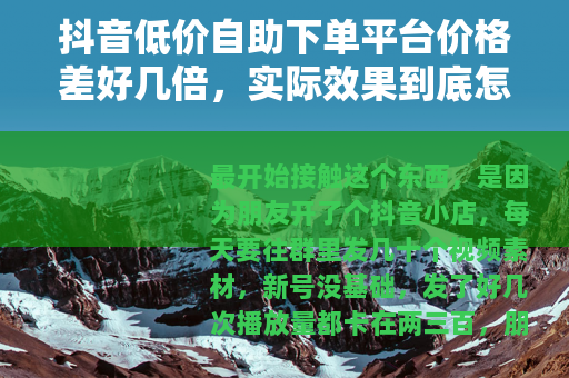 抖音低价自助下单平台价格差好几倍，实际效果到底怎样？