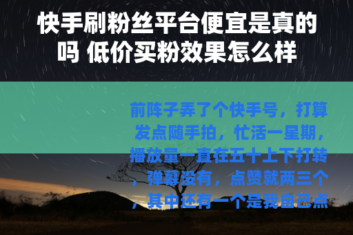快手刷粉丝平台便宜是真的吗 低价买粉效果怎么样