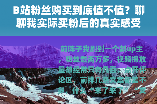 B站粉丝购买到底值不值？聊聊我实际买粉后的真实感受