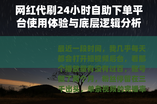 网红代刷24小时自助下单平台使用体验与底层逻辑分析 网红代刷24小时自助下单平台使用体验与底层逻辑分析