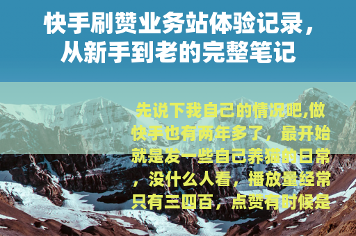 快手刷赞业务站体验记录，从新手到老的完整笔记