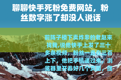聊聊快手死粉免费网站，粉丝数字涨了却没人说话