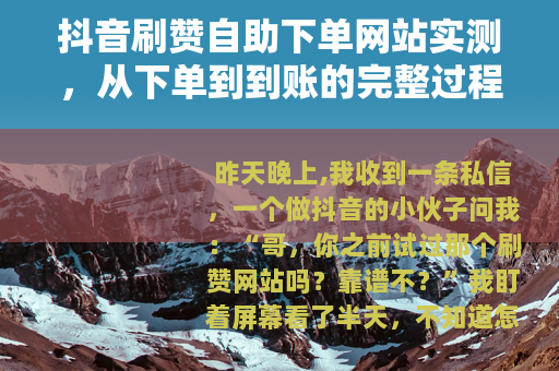 抖音刷赞自助下单网站实测，从下单到到账的完整过程