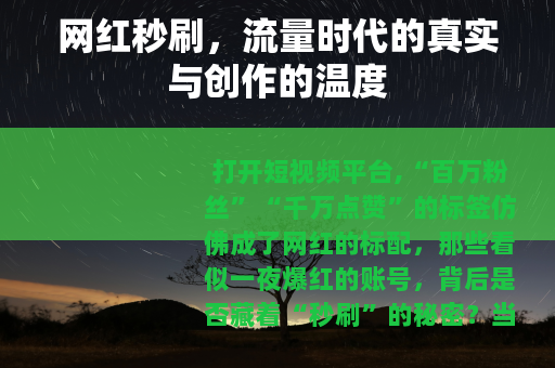 网红秒刷，流量时代的真实与创作的温度