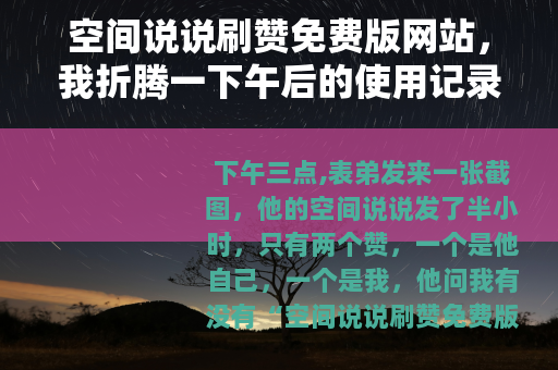 空间说说刷赞免费版网站，我折腾一下午后的使用记录