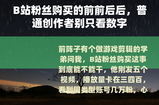 B站粉丝购买的前前后后，普通创作者别只看数字
