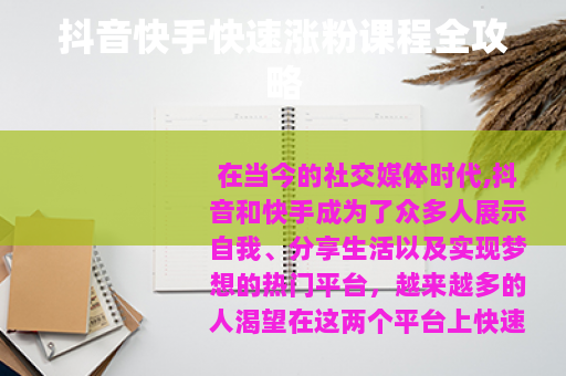 抖音快手快速涨粉课程全攻略