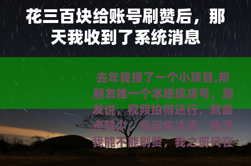 花三百块给账号刷赞后，那天我收到了系统消息