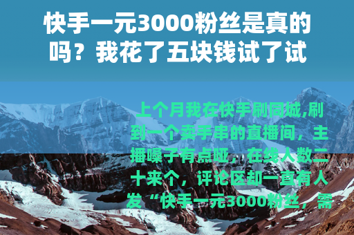 快手一元3000粉丝是真的吗？我花了五块钱试了试
