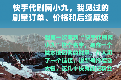 快手代刷网小九，我见过的刷量订单、价格和后续麻烦