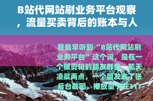 B站代网站刷业务平台观察，流量买卖背后的账本与人心