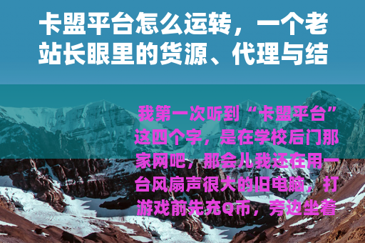 卡盟平台怎么运转，一个老站长眼里的货源、代理与结算