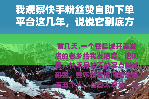我观察快手粉丝赞自助下单平台这几年,说说它到底方便了谁 我观察快手粉丝赞自助下单平台这几年,说说它到底方便了谁
