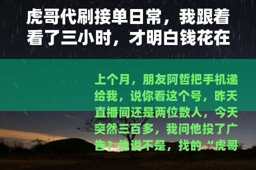 虎哥代刷接单日常，我跟着看了三小时，才明白钱花在哪