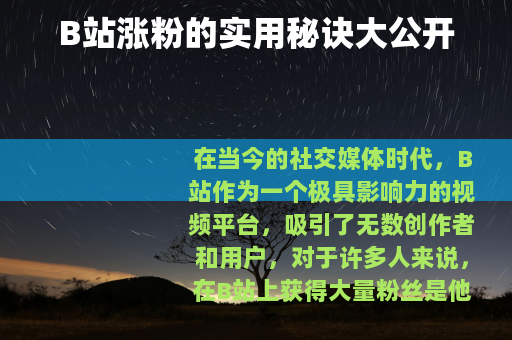 B站涨粉的实用秘诀大公开