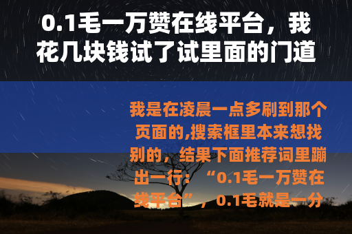 0.1毛一万赞在线平台，我花几块钱试了试里面的门道