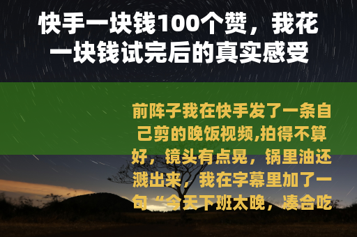 快手一块钱100个赞，我花一块钱试完后的真实感受