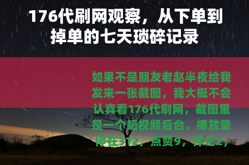 176代刷网观察，从下单到掉单的七天琐碎记录