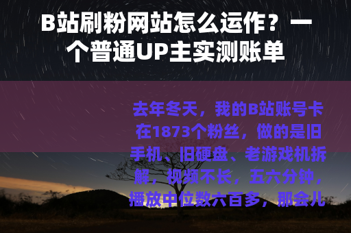 B站刷粉网站怎么运作？一个普通UP主实测账单