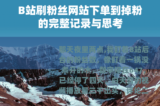 B站刷粉丝网站下单到掉粉的完整记录与思考