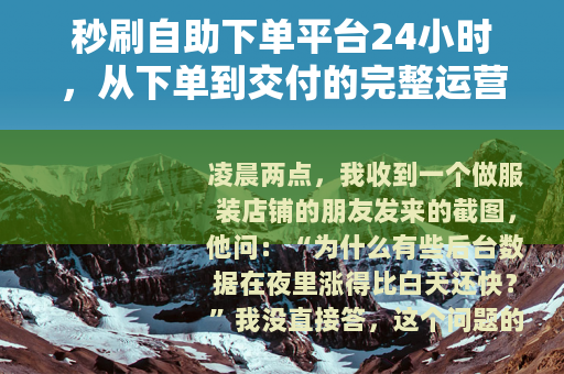 秒刷自助下单平台24小时，从下单到交付的完整运营观察