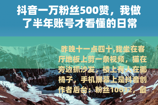 抖音一万粉丝500赞，我做了半年账号才看懂的日常