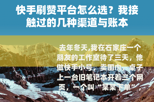 快手刷赞平台怎么选？我接触过的几种渠道与账本