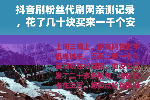 抖音刷粉丝代刷网亲测记录，花了几十块买来一千个安静头像