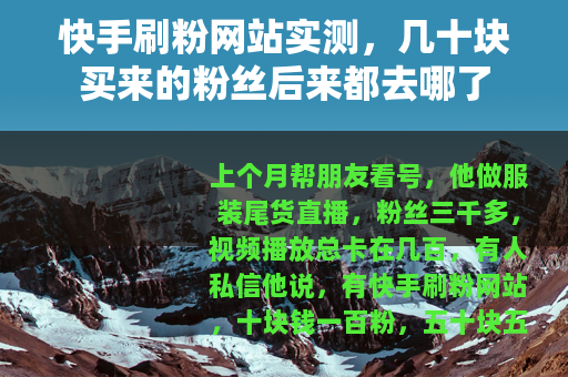 快手刷粉网站实测，几十块买来的粉丝后来都去哪了