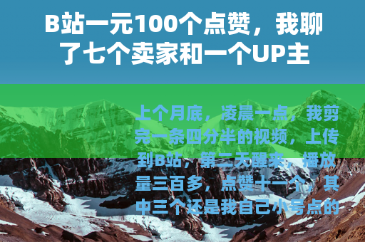 B站一元100个点赞，我聊了七个卖家和一个UP主
