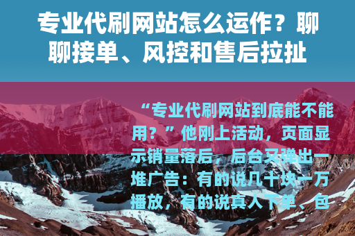 专业代刷网站怎么运作？聊聊接单、风控和售后拉扯