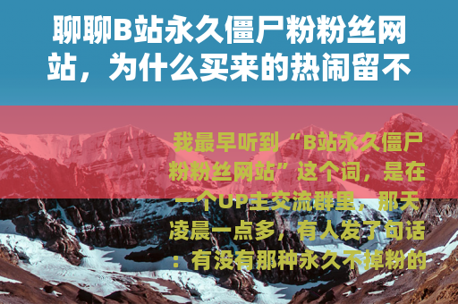 聊聊B站永久僵尸粉粉丝网站，为什么买来的热闹留不住人