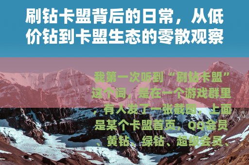 刷钻卡盟背后的日常，从低价钻到卡盟生态的零散观察