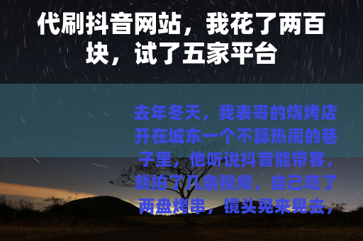 代刷抖音网站，我花了两百块，试了五家平台