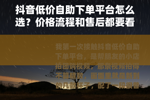 抖音低价自助下单平台怎么选？价格流程和售后都要看清