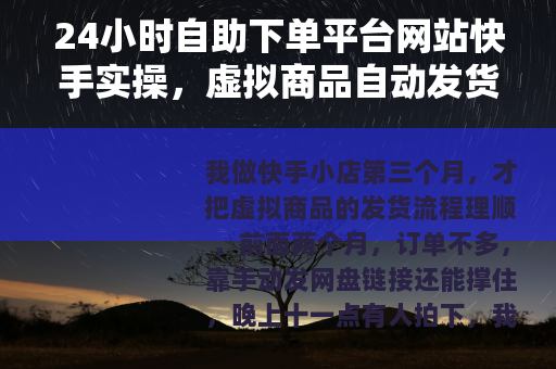 24小时自助下单平台网站快手实操，虚拟商品自动发货笔记
