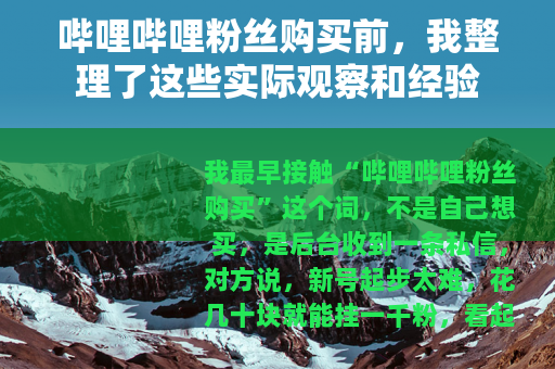哔哩哔哩粉丝购买前，我整理了这些实际观察和经验