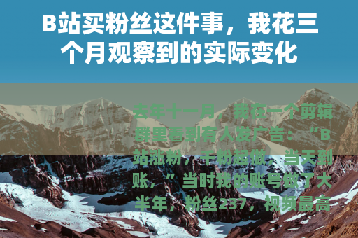 B站买粉丝这件事，我花三个月观察到的实际变化