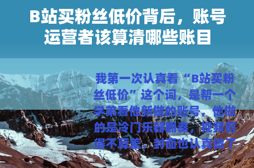 B站买粉丝低价背后，账号运营者该算清哪些账目