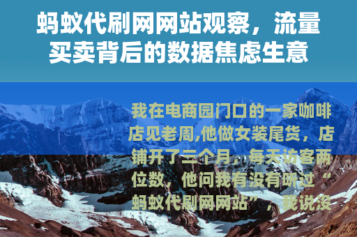 蚂蚁代刷网网站观察，流量买卖背后的数据焦虑生意